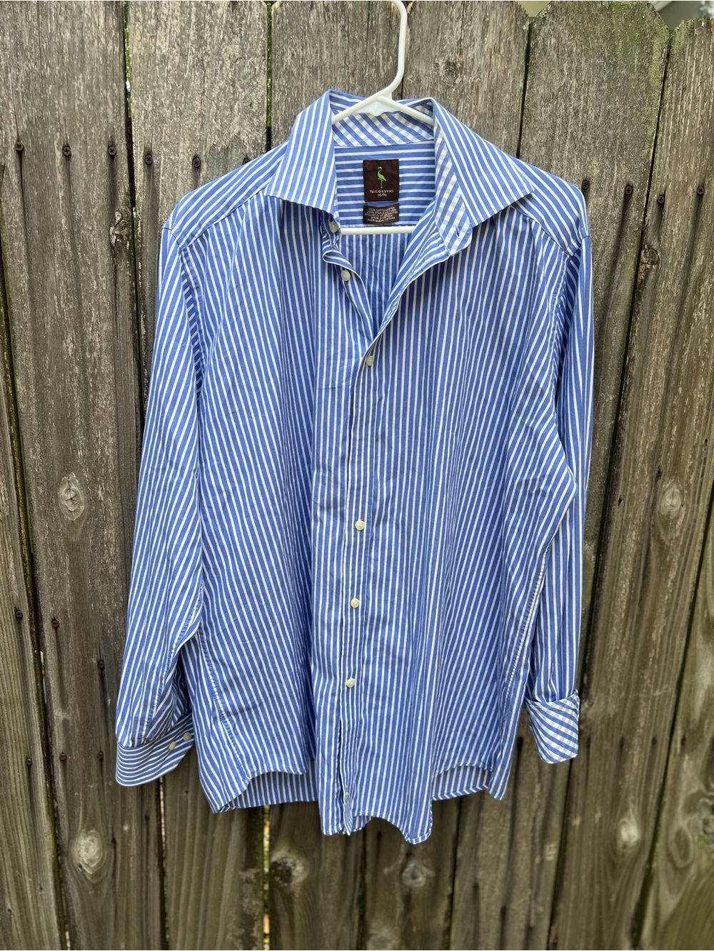 Tailorbyrd Blue and White Striped Casual Button-Down Shirt